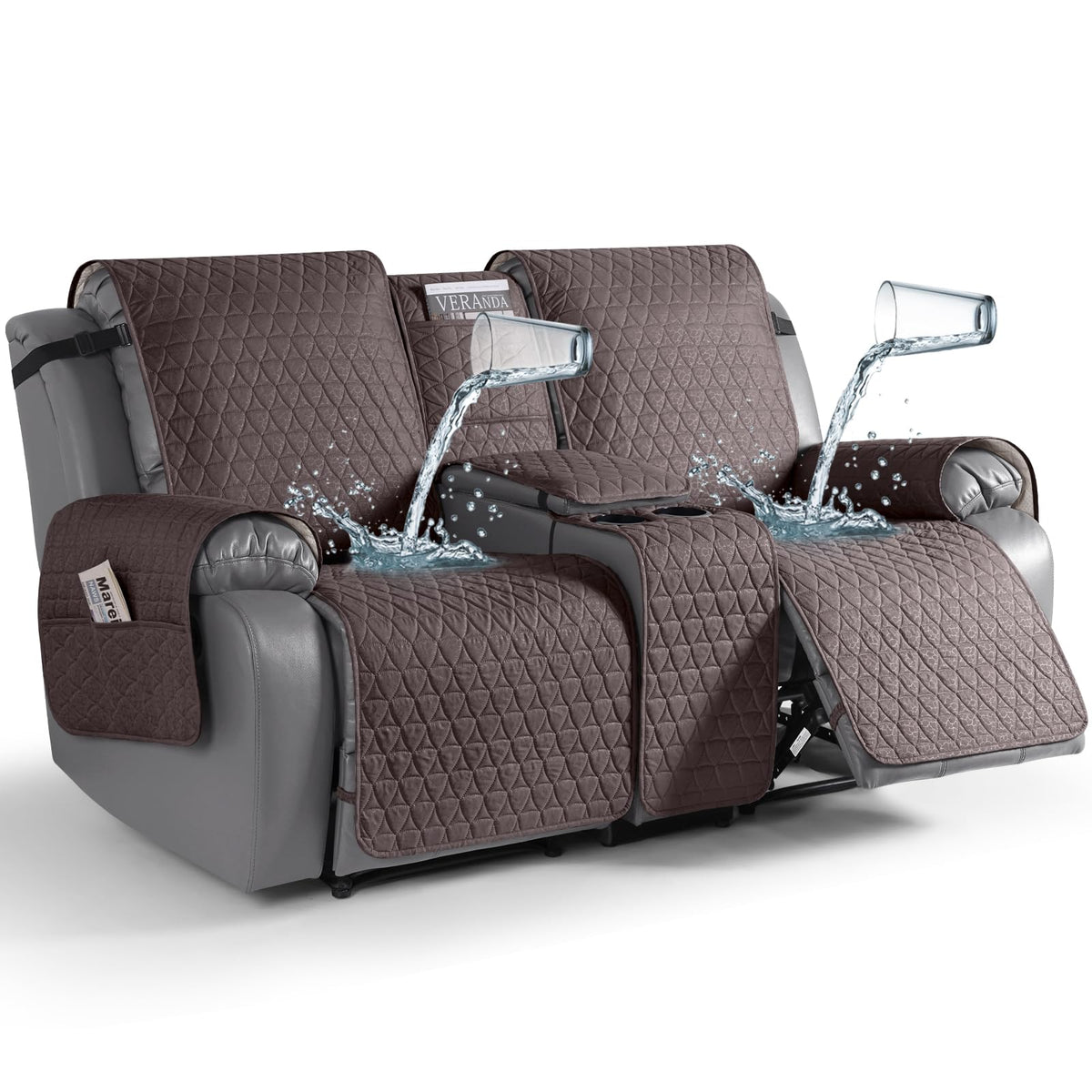 TAOCOCO 100% Waterproof Loveseat Recliner Cover with Console, Stay in Place