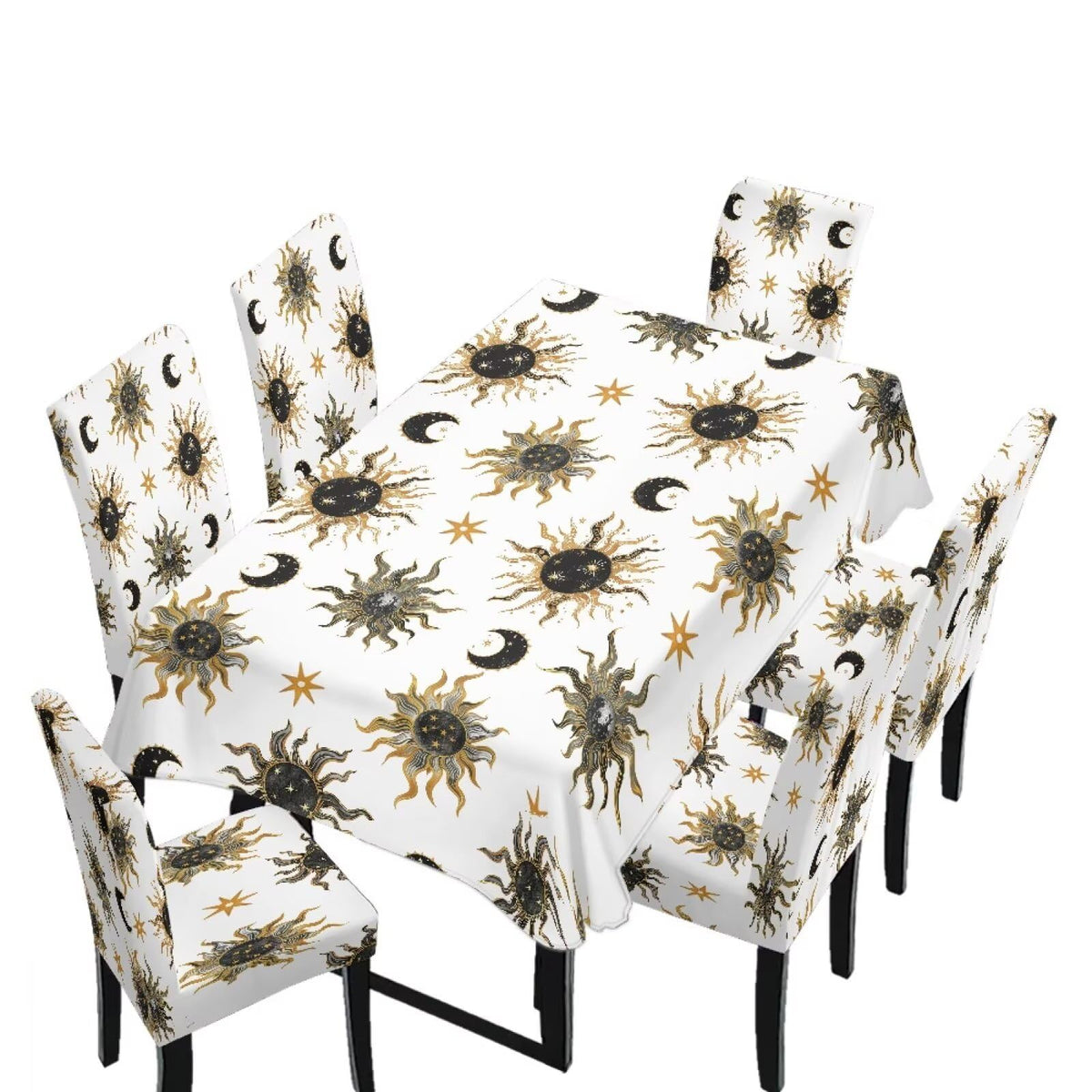 GLENLCWE Monstera Leaf Universal Dining Table Cover with Chairs Dining Table Cover with Chair Covers 7 Pcs, Dust Proof Green Kitchen Party Stretch Elastic Bottom Slipcovers