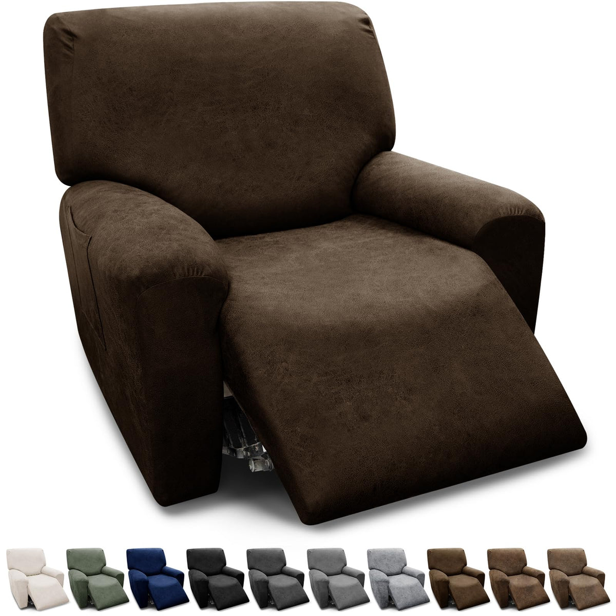 3-Pieces T Cushion Loveseat Slipcovers Leather Look Couch Cover Loveseat Covers for 2 Cushion Couch Furniture Protector Stretch Sofa Cover with 2 Individual T Cushion Seat Covers, Brown