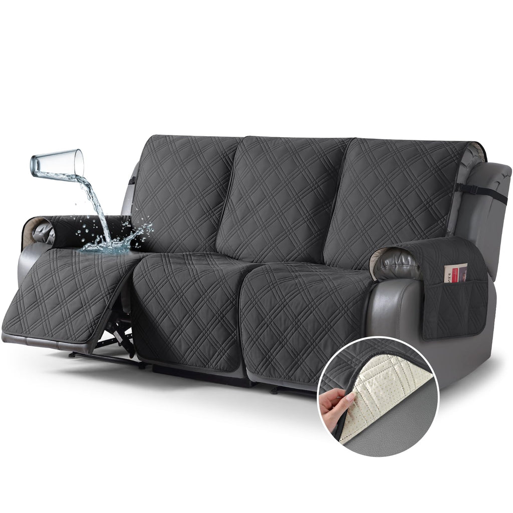 TAOCOCO 100% Waterproof Oversized Loveseat Recliner Cover, Non Slip Split Couch Covers for Reclining Loveseat with Elastic Straps for Kids Pets(Oversized 2 Seater, Chocolate)