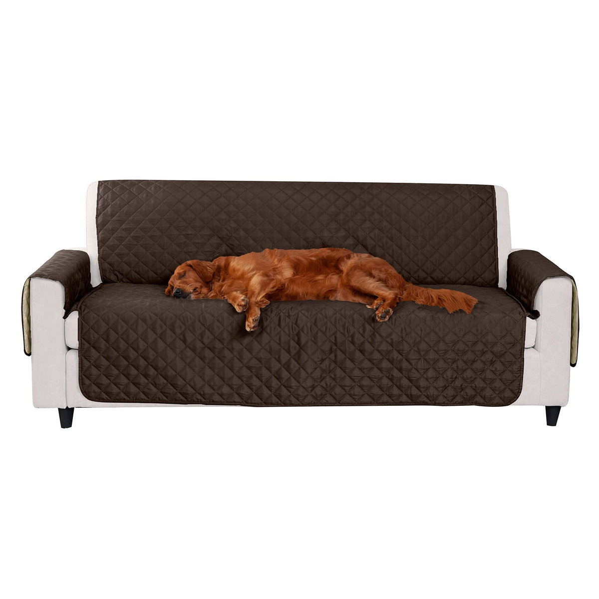Furhaven Water-Resistant & Reversible Loveseat Cover Protector for Dogs, Cats, & Children - Two-Tone Pinsonic Quilted Living Room Furniture Cover - Gray/Mist, Loveseat