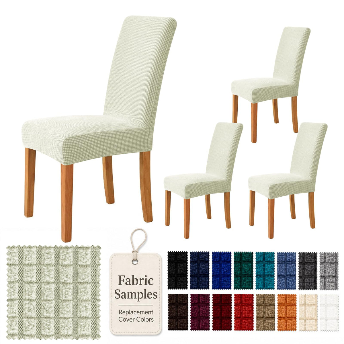 YEMYHOM 2 Packs Latest Checkered Dining Chair Slipcover Parsons Chair Furniture Protector Stretch Chair Covers for Dining Room, Restaurant, Kitchen, Party (Light Gray)