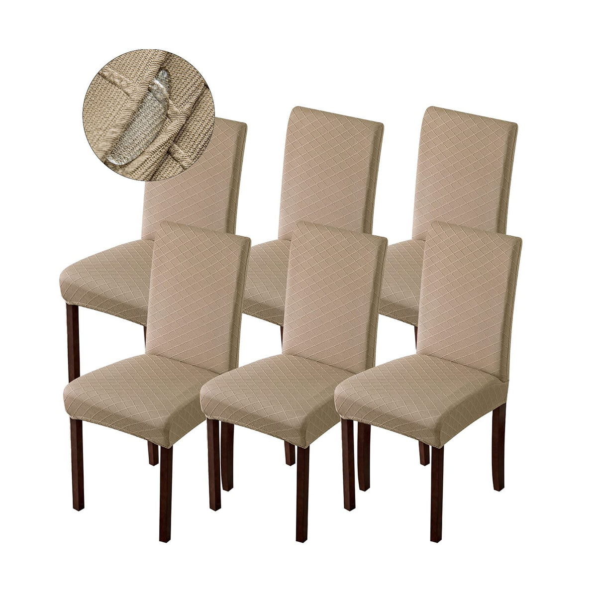 Genina Waterproof Chair Covers for Dining Room Dining Chair Covers Kitchen Parsons Chair Cover (Beige, 4 PCS)