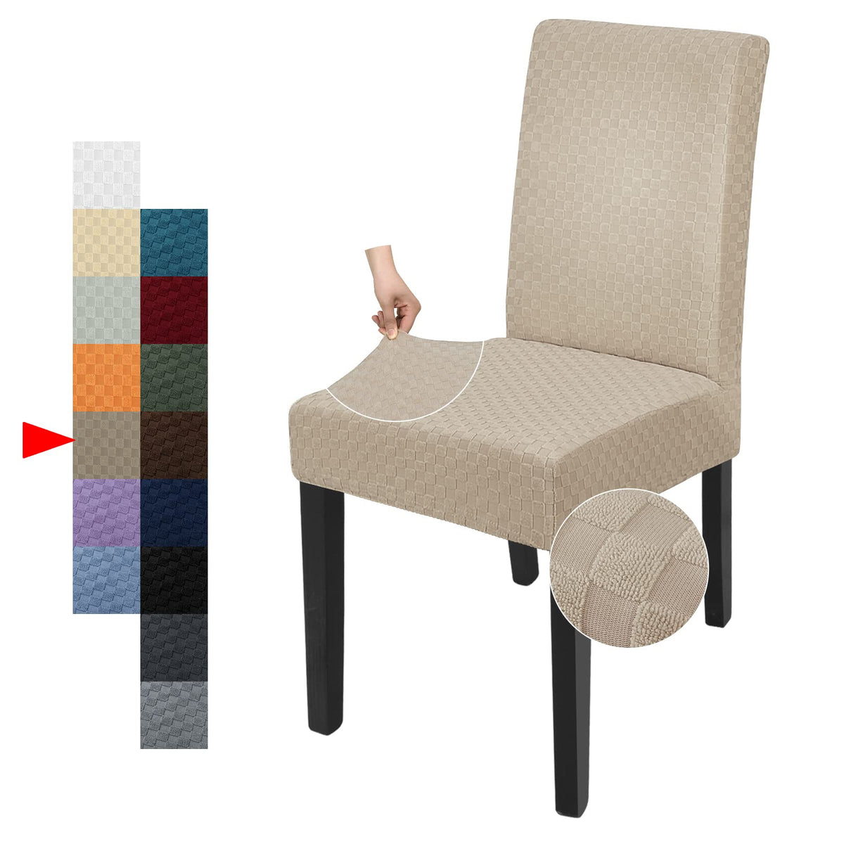 YEMYHOM 2 Packs Latest Checkered Dining Chair Slipcover Parsons Chair Furniture Protector Stretch Chair Covers for Dining Room, Restaurant, Kitchen, Party (Light Gray)