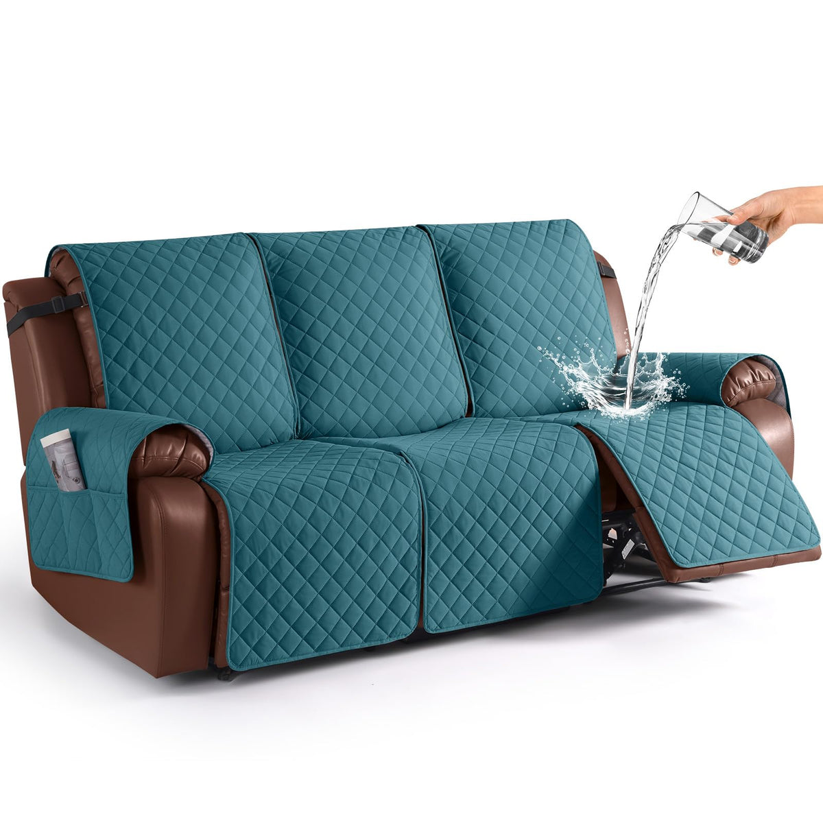 KinCam Waterproof Loveseat Recliner Covers Washable, 2 Seater, Light Gray