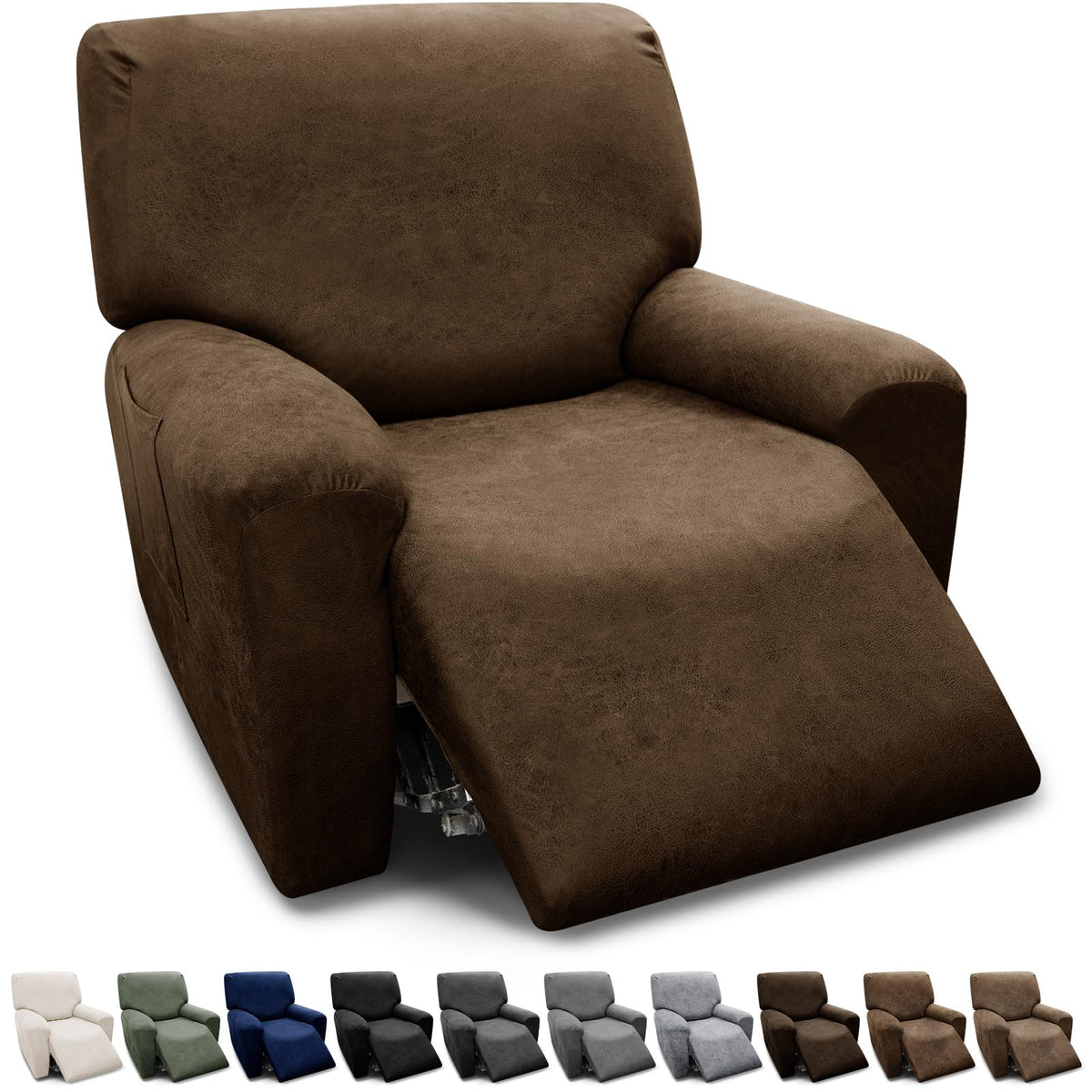 3-Pieces T Cushion Loveseat Slipcovers Leather Look Couch Cover Loveseat Covers for 2 Cushion Couch Furniture Protector Stretch Sofa Cover with 2 Individual T Cushion Seat Covers, Brown