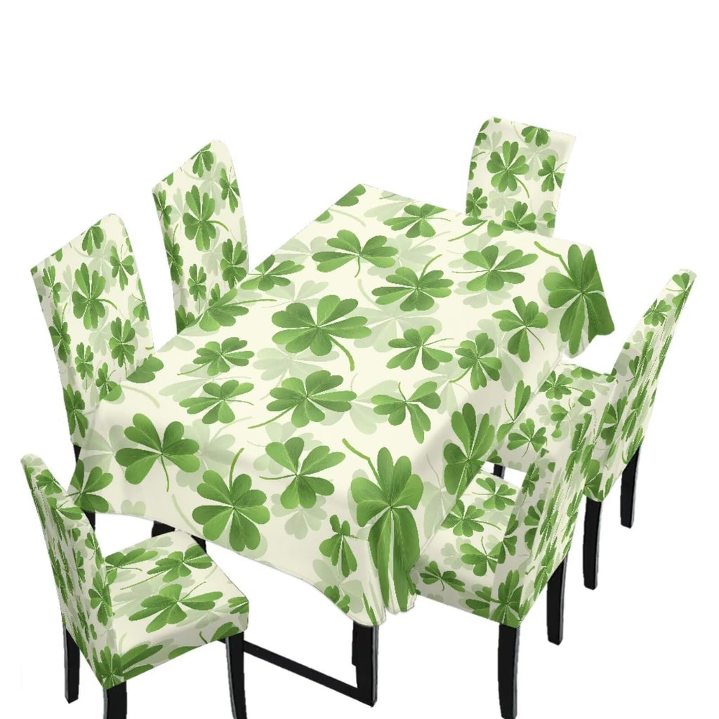 5 Pack Dining Table Cloth Rectangle 4 Seater Includes Kitchen Chair Covers, Stretch Seat Covers for Dining Chairs Anti-dust Washable Table Protector, Tribe Aztec Geometry Print
