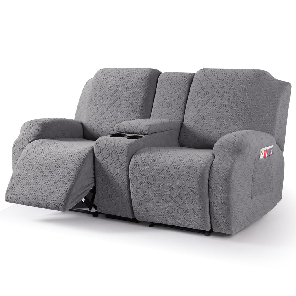 VANSOFY Stretch Recliner Loveseat Cover with Middle Console, Chocolate