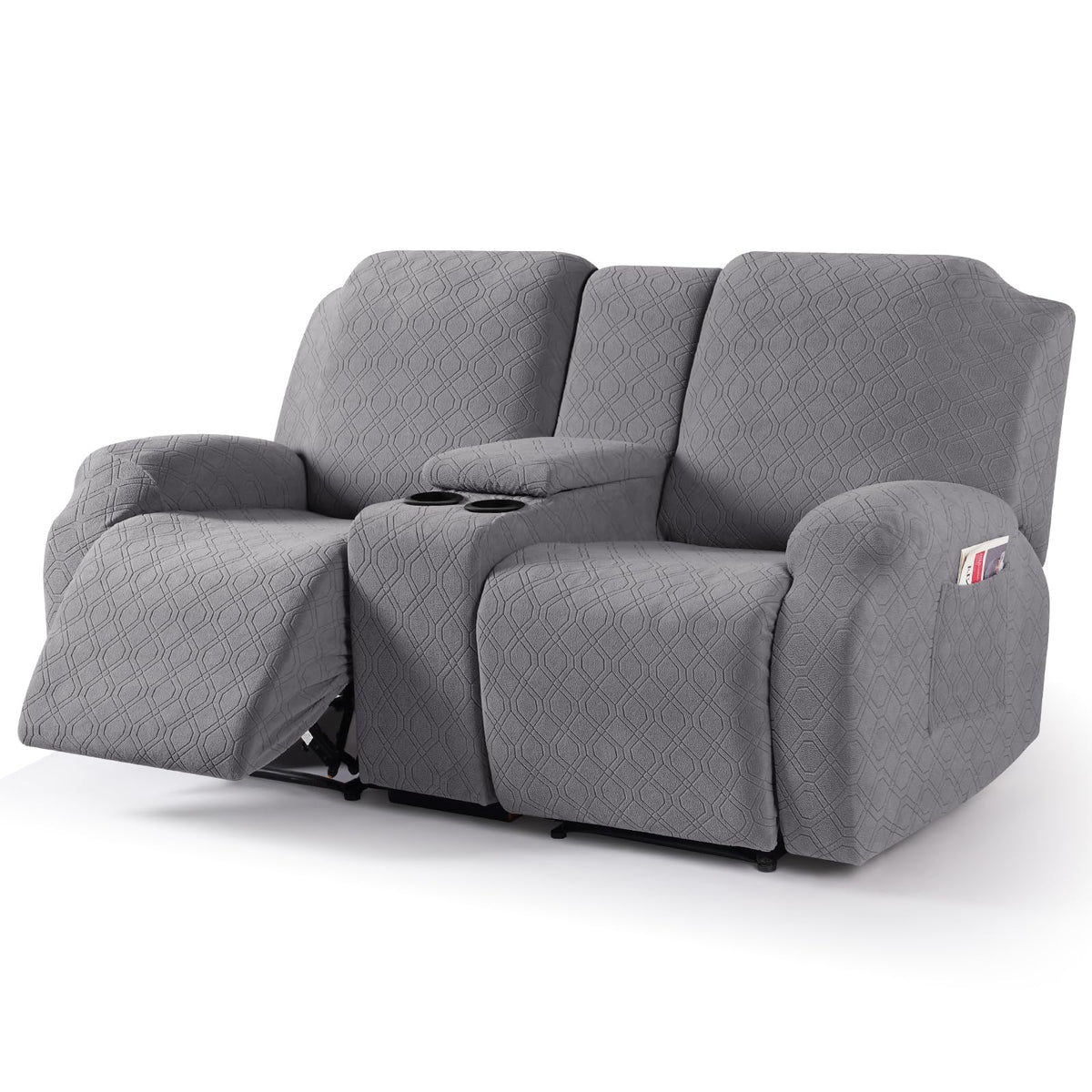 VANSOFY Stretch Recliner Loveseat Cover with Middle Console, Chocolate
