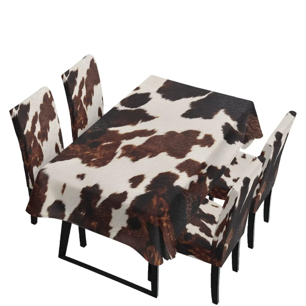 Blue Floral Rectangular Table Cloth & Dining Chair Covers Set of 5, Stain Resistant Wipeable Chair Protectors for Farmhouse Rustic Home Kitchen Party Decor