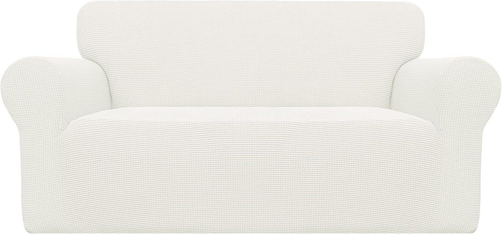 Easy-Going Stretch Loveseat Couch Covers Washable Cream