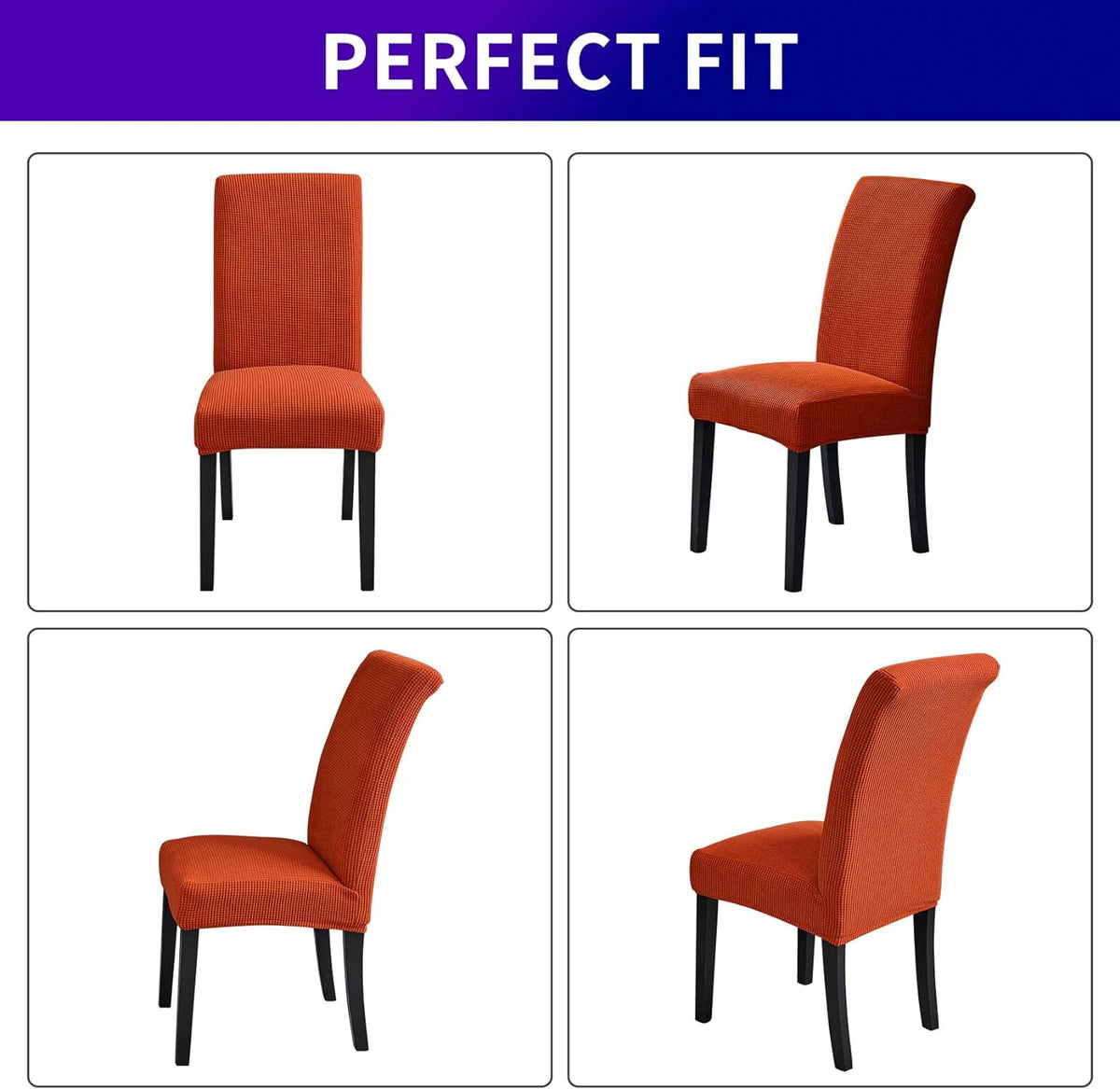 Stretch Chair Covers for Dining Room Set of 4, Removable Washable Dining Room Chair Covers, Dining Chair Slipcovers Seat Protector, Great for Home and Banquet Decor (Pureed Pumpkin, 4 Pack)