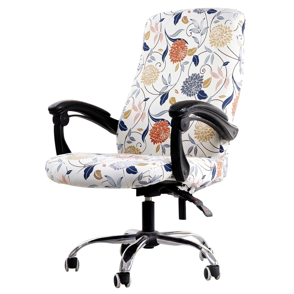 WOMACO Printed Office Chair Covers, Stretch Computer Universal Boss Modern Simplism Style High Back Chair Slipcover - Peony, Large
