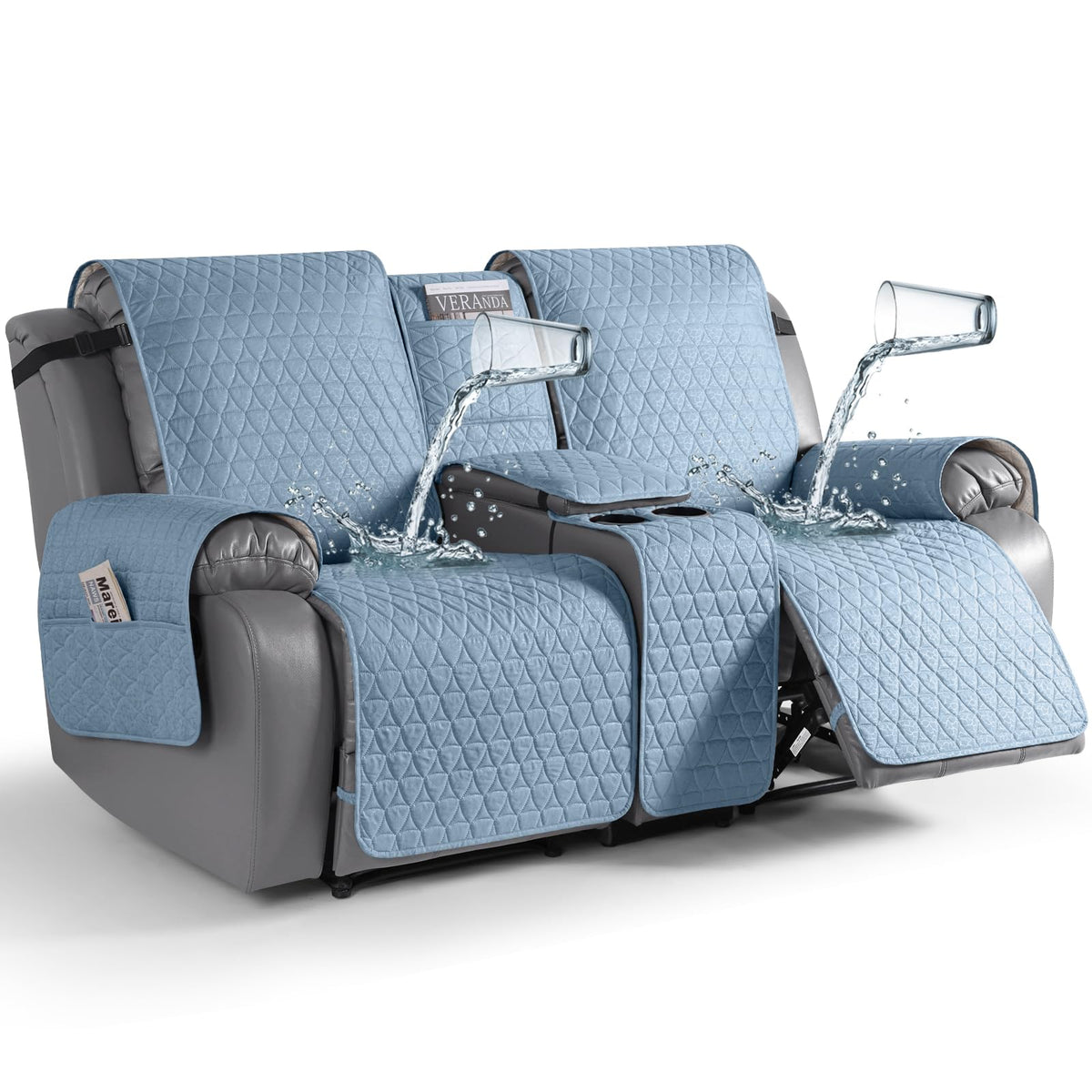 TAOCOCO 100% Waterproof Loveseat Recliner Cover with Console, Stay in Place