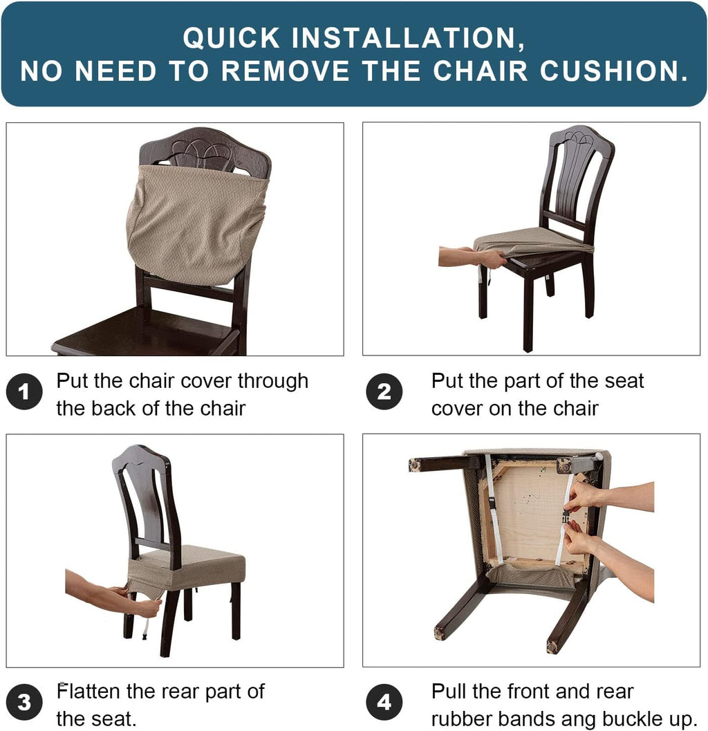 Genina Waterproof Seat Covers for Dining Room Chairs, Rear Covered
