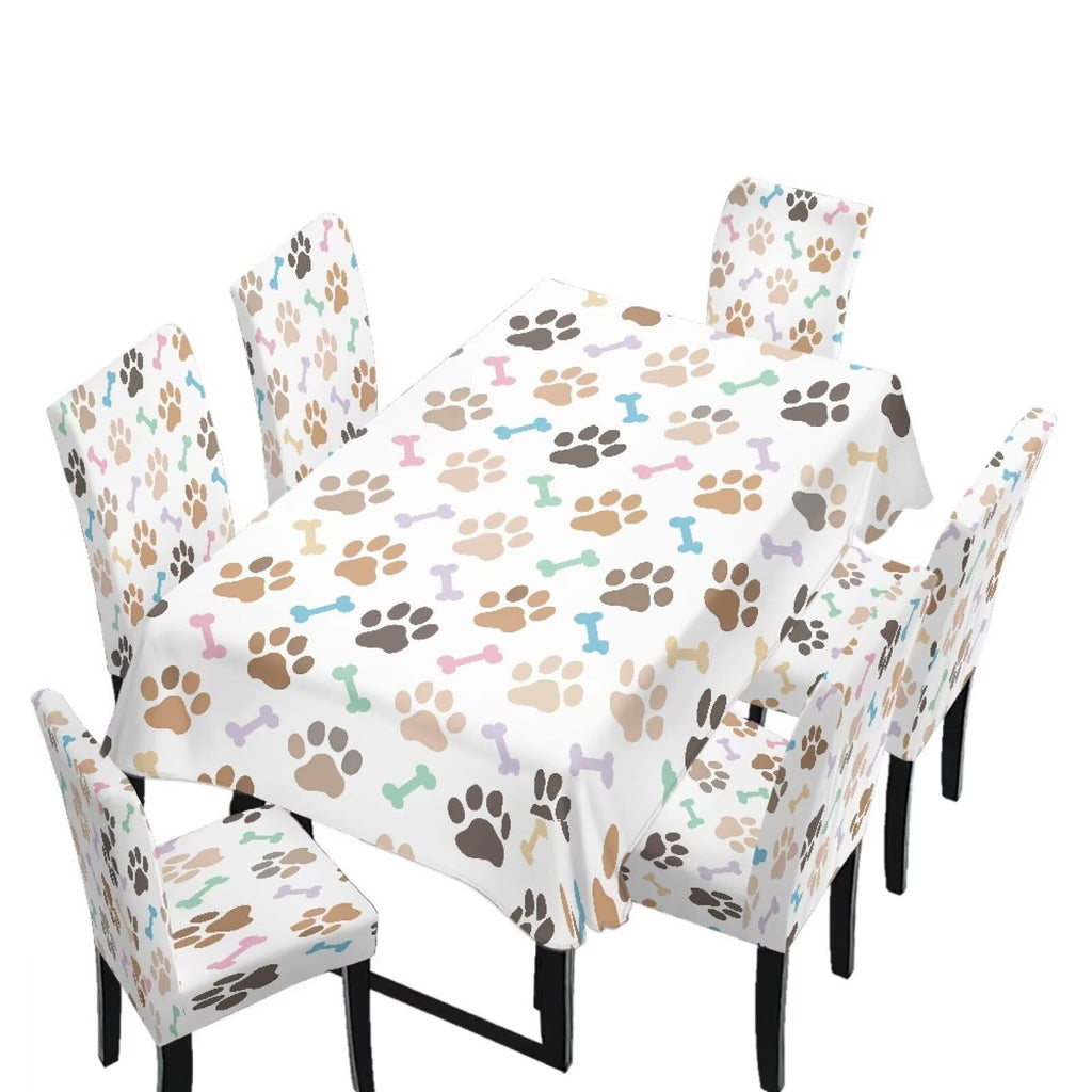 Fall Pumpkin Rectangular Table Cloth & Dining Chair Covers Set of 7, Stain Resistant Wipeable Chair Protectors for Farmhouse Rustic Home Kitchen Party Decor