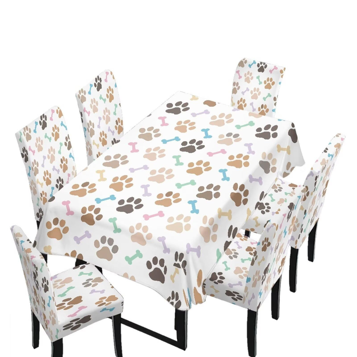 Fall Pumpkin Rectangular Table Cloth & Dining Chair Covers Set of 7, Stain Resistant Wipeable Chair Protectors for Farmhouse Rustic Home Kitchen Party Decor