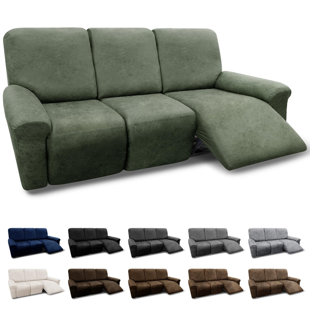 3-Pieces T Cushion Loveseat Slipcovers Leather Look Couch Cover Loveseat Covers for 2 Cushion Couch Furniture Protector Stretch Sofa Cover with 2 Individual T Cushion Seat Covers, Brown