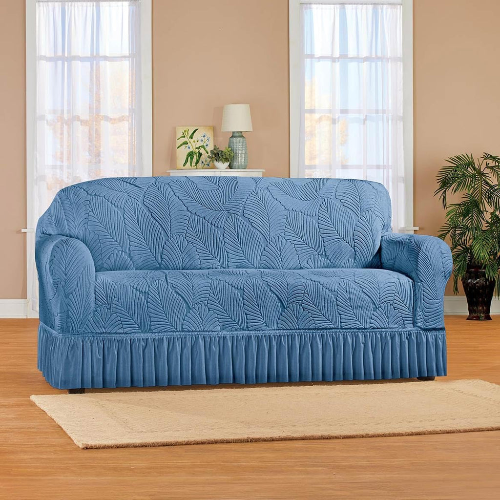 Collections Etc Textured Leaf Design Ruffled Skirt Slipcover