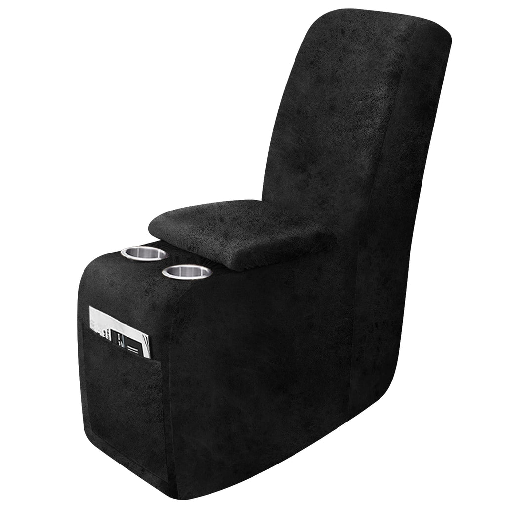 ANARACHON Leather Look Loveseat Recliner Cover, 6-Pieces Stretch Dual Recliner Sofa Covers, Soft Reclining Couch Slipcover, Washable Furniture Protector for Pets (2 Seater,256 Black)