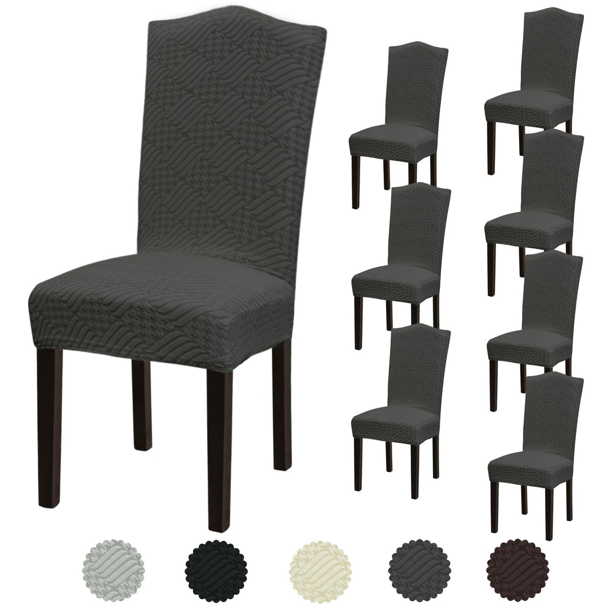 Stretch Dining Room Chair Covers Set of 6, Removable Washable Chair Covers for Dining Chairs,Dining Room, Hotel, Ceremony