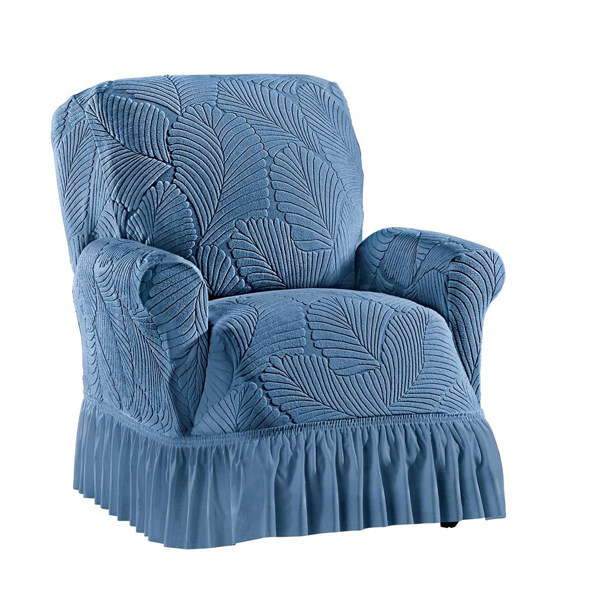 Collections Etc Textured Leaf Design Ruffled Skirt Slipcover