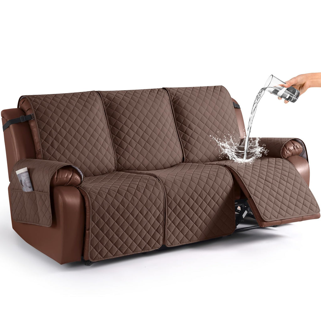 KinCam Waterproof Loveseat Recliner Covers Washable, 2 Seater, Light Gray
