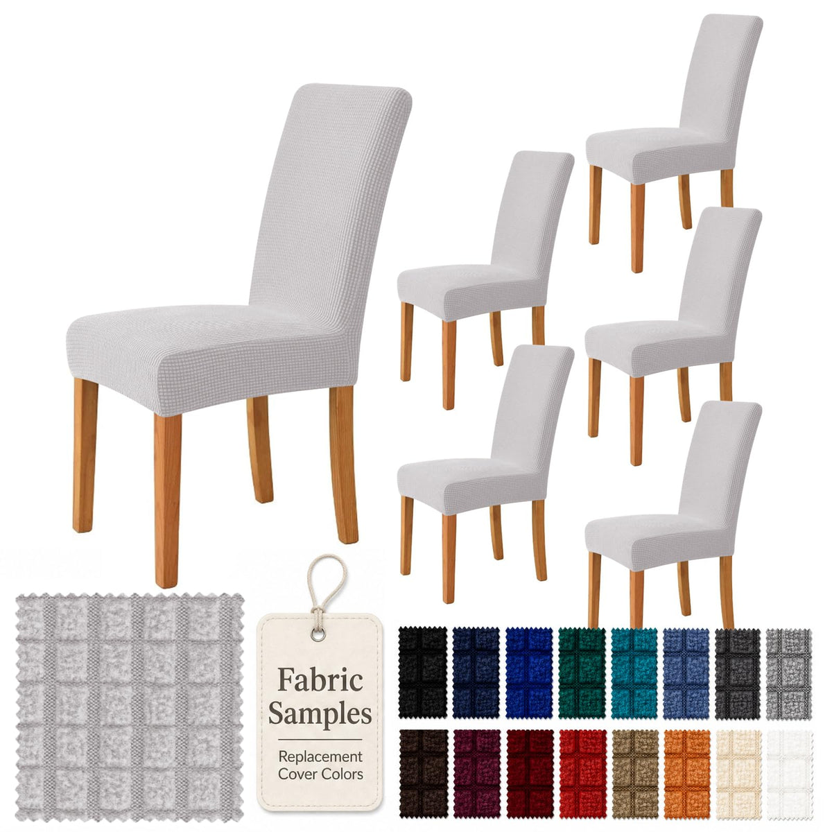 YEMYHOM 2 Packs Latest Checkered Dining Chair Slipcover Parsons Chair Furniture Protector Stretch Chair Covers for Dining Room, Restaurant, Kitchen, Party (Light Gray)