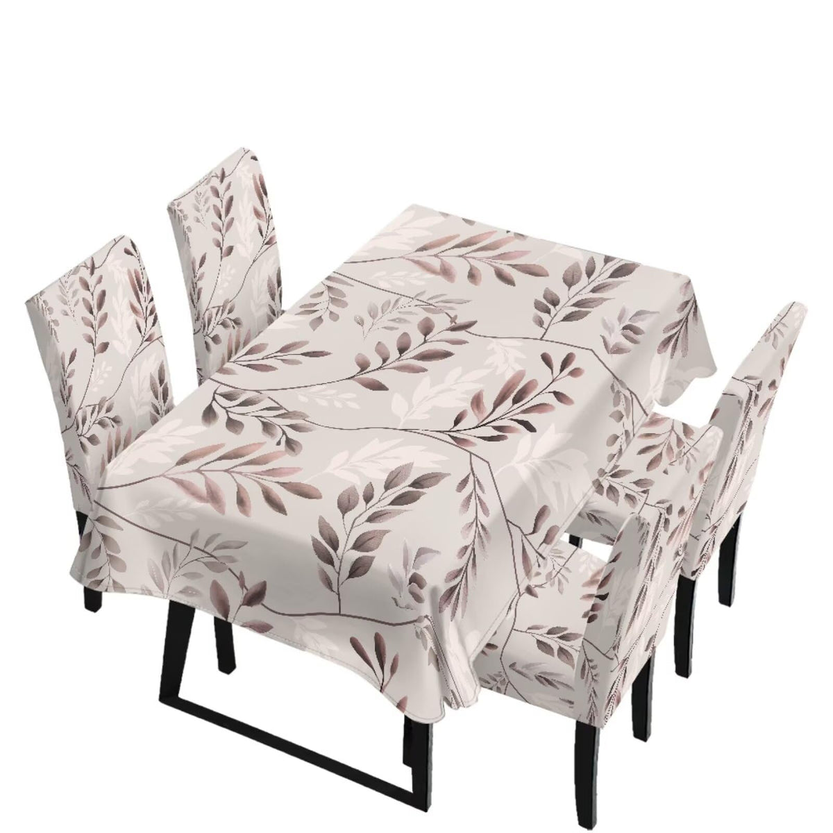 5 Pack Dining Room Chair Cover Set and Table Cloth Rectangle, Dust Proof Machine Washable Tablecloths Comfortable Chair Seat Slipcovers for Restaurant Decor, Abstract Fluid Marble