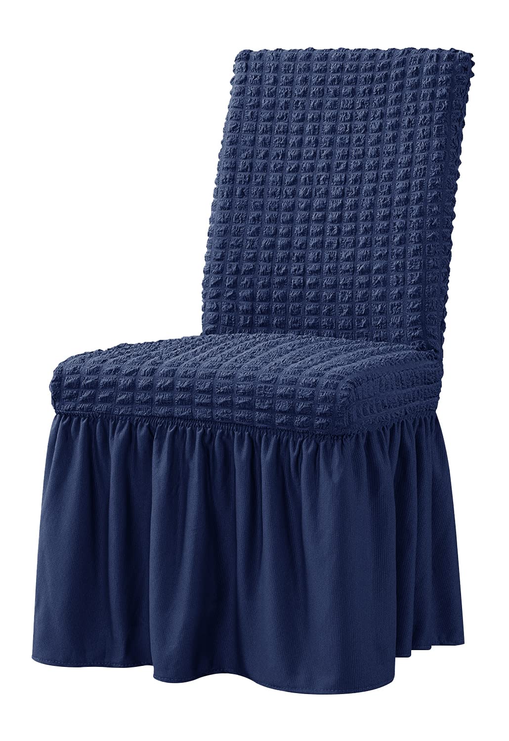 Dorm Chair Cover, Dining Chair Slipcover Stretch Washable with Skirt White