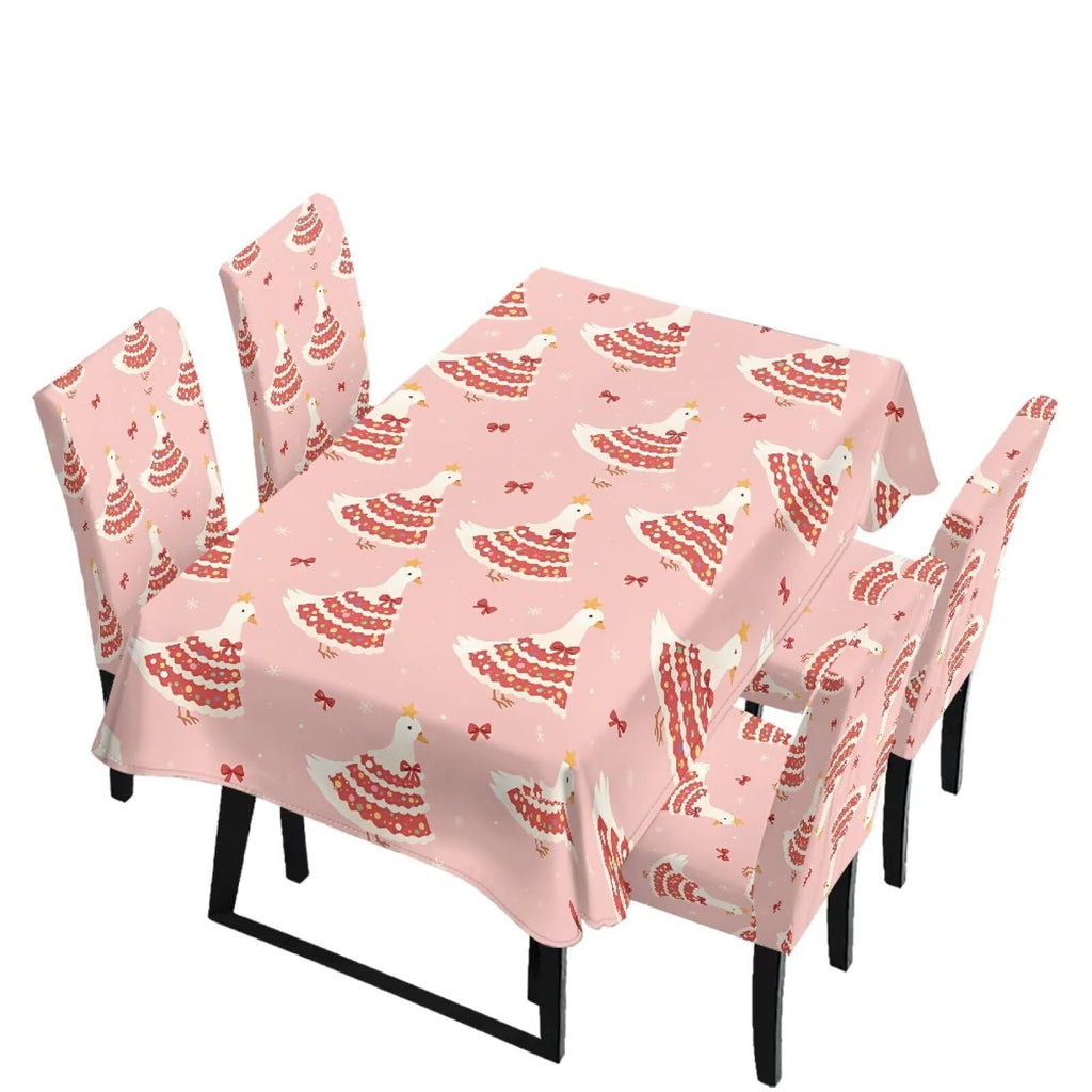 Poinsettia Dining Table & Chair Cover Set for Christmas, Stretch
