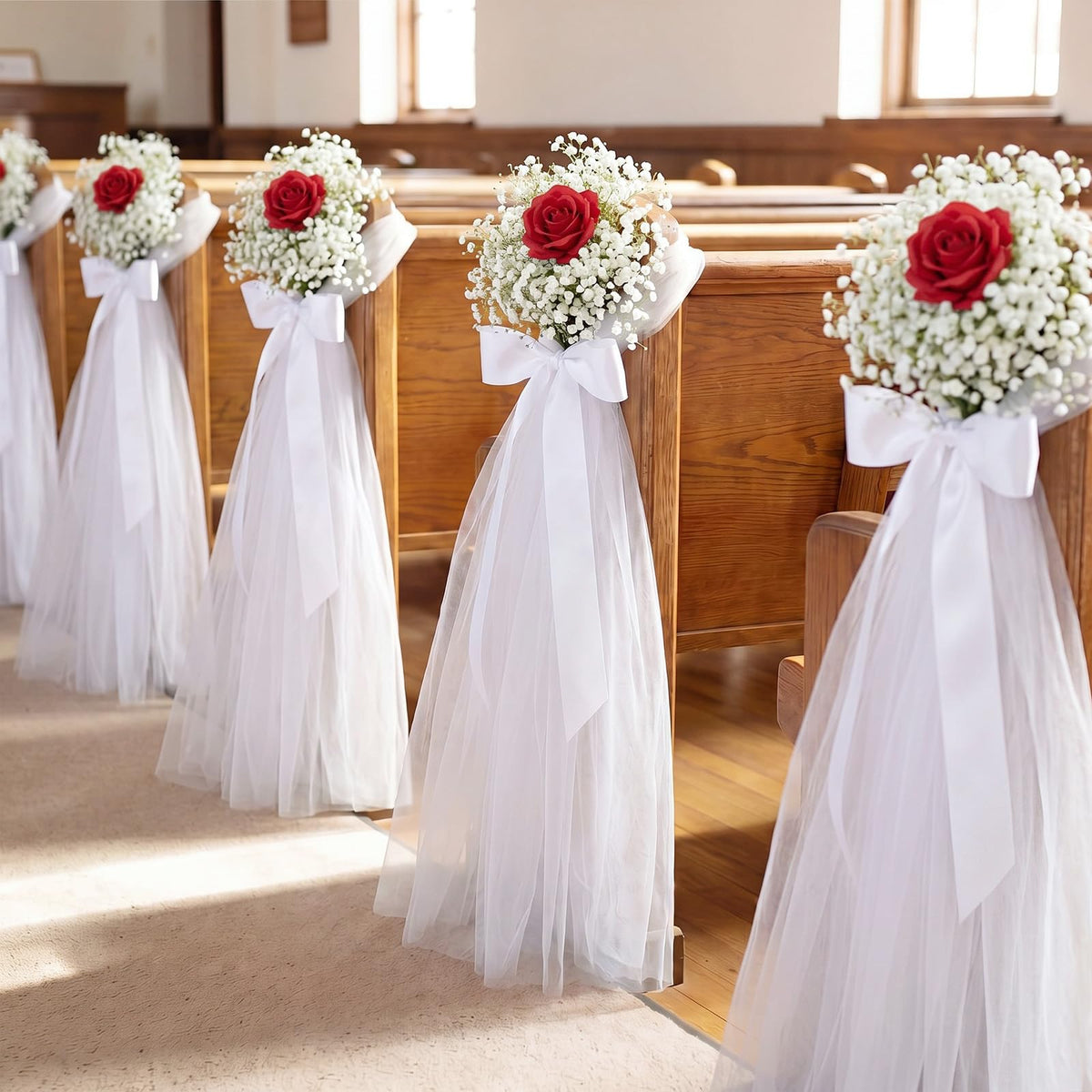 24 Set Wedding Aisle Chair Decorations Church Pew Wedding Decor
