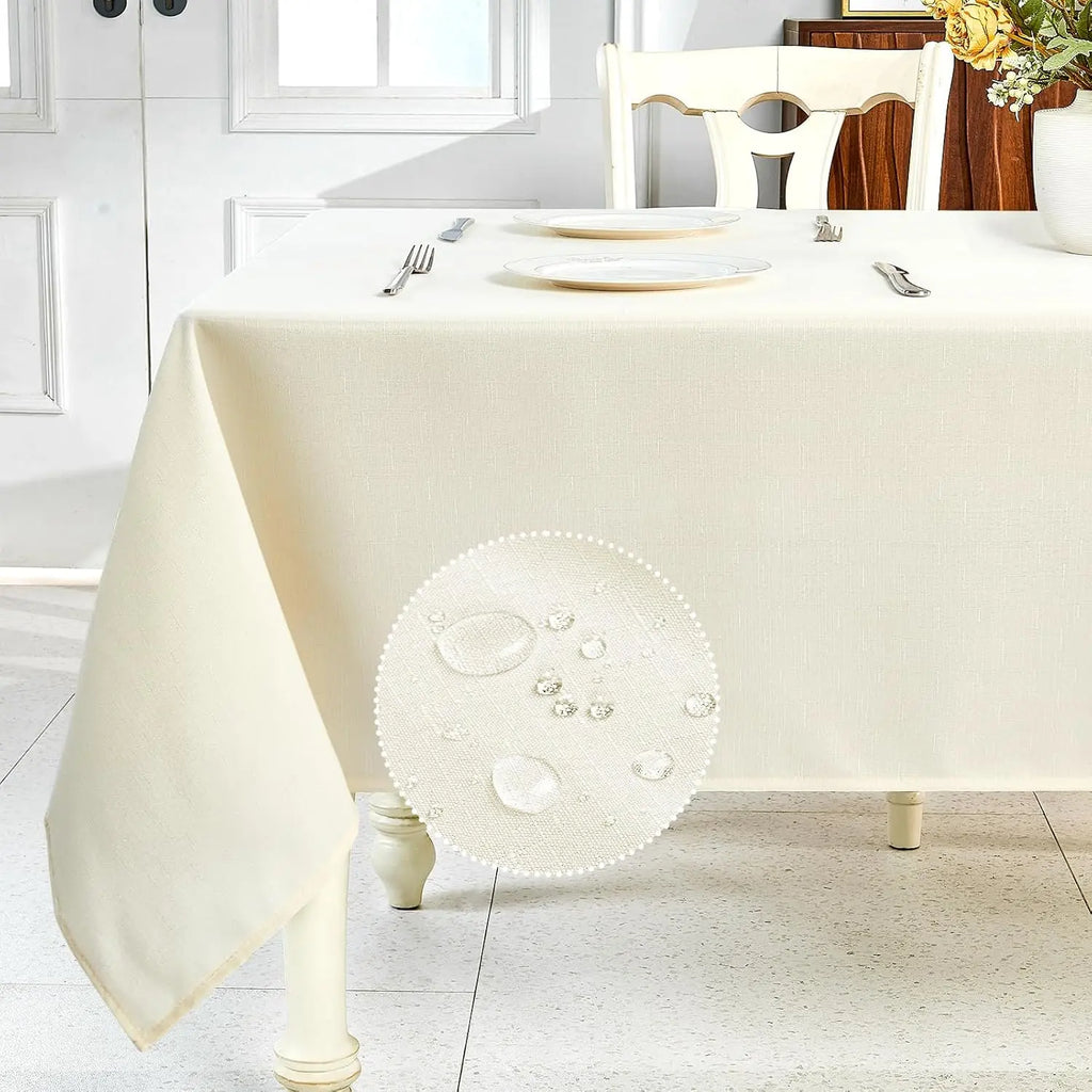 Polyester Rectangle Tablecloth - Sage Green, 60x104 in, Wrinkle-Free, Wipe-Clean, Waterproof, Machine Washable, Solid Textured Dining Cover for Party, Spring Wedding Kitchen Decor