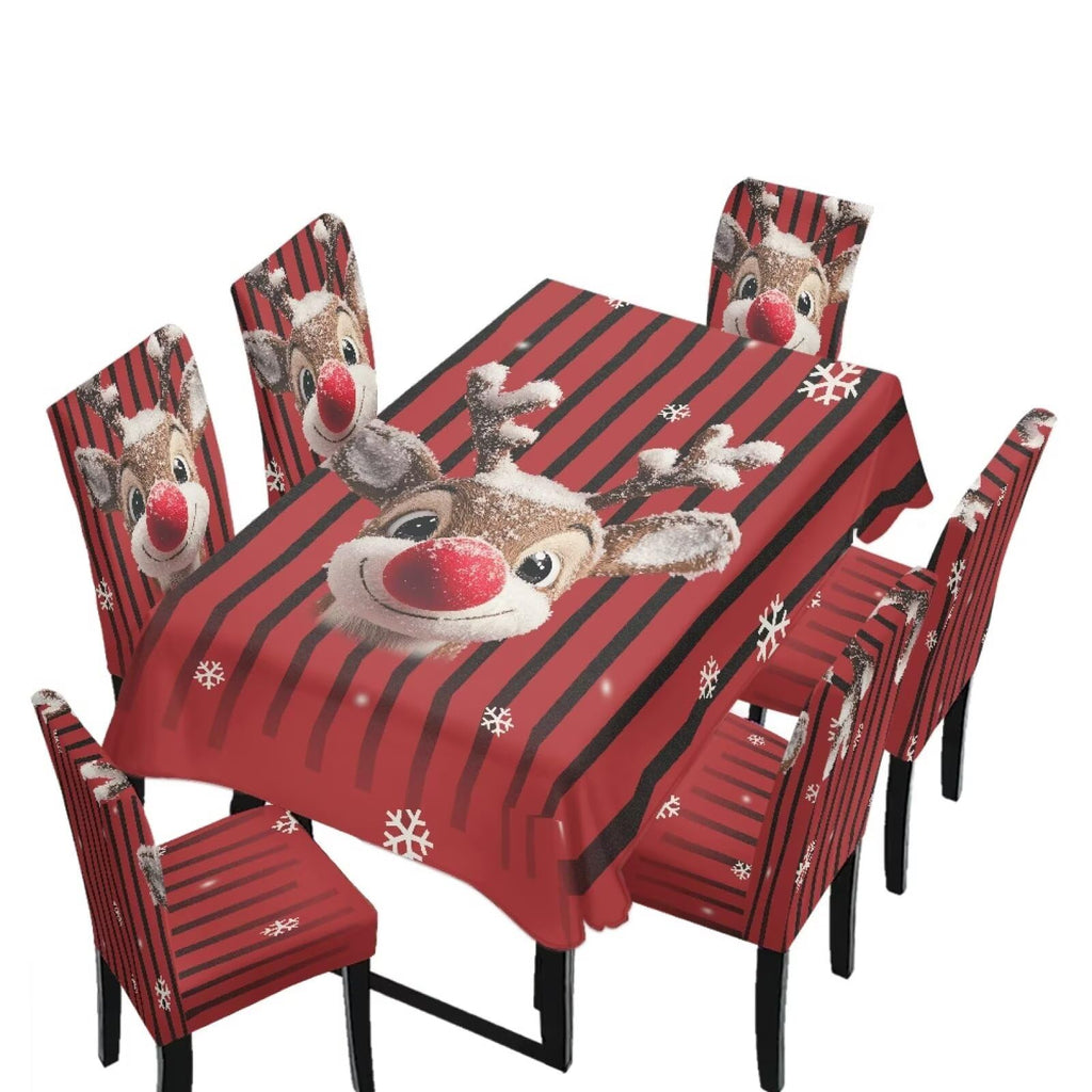 Dining Chair Covers and Dining Table Cloth Christmas Decor