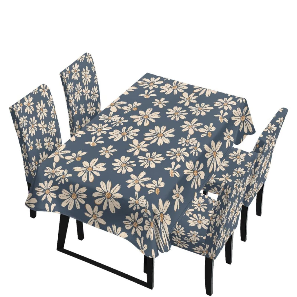 Dining Table Chair Covers 5 Pack, Removable Parsons Chair Slipcovers Dust Proof Tablecloths Scratch Resistant Seat Protector for Dining Room, Sunflower Honeycomb Bee Print Yellow