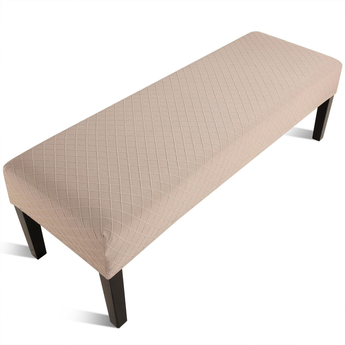 Fuloon Stretch Jacquard Dining Bench Cover - Anti-Dust Removable Bench Slipcover Washable Seat Cushion Protector for Bedroom, Kitchen, Hotel, Banquet (Beige)