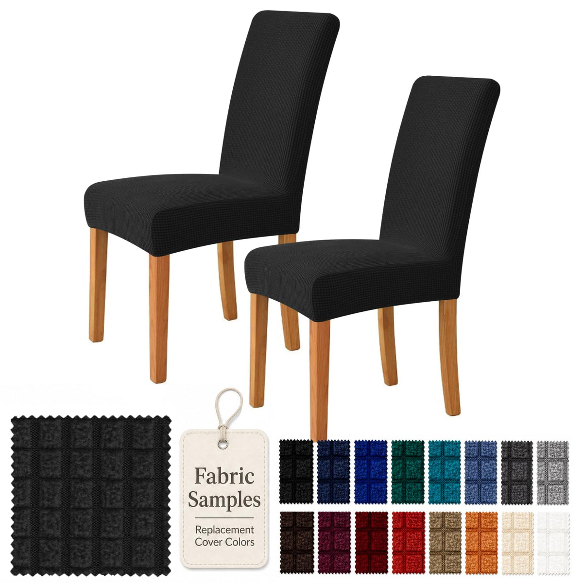 YEMYHOM 2 Packs Latest Checkered Dining Chair Slipcover Parsons Chair Furniture Protector Stretch Chair Covers for Dining Room, Restaurant, Kitchen, Party (Light Gray)