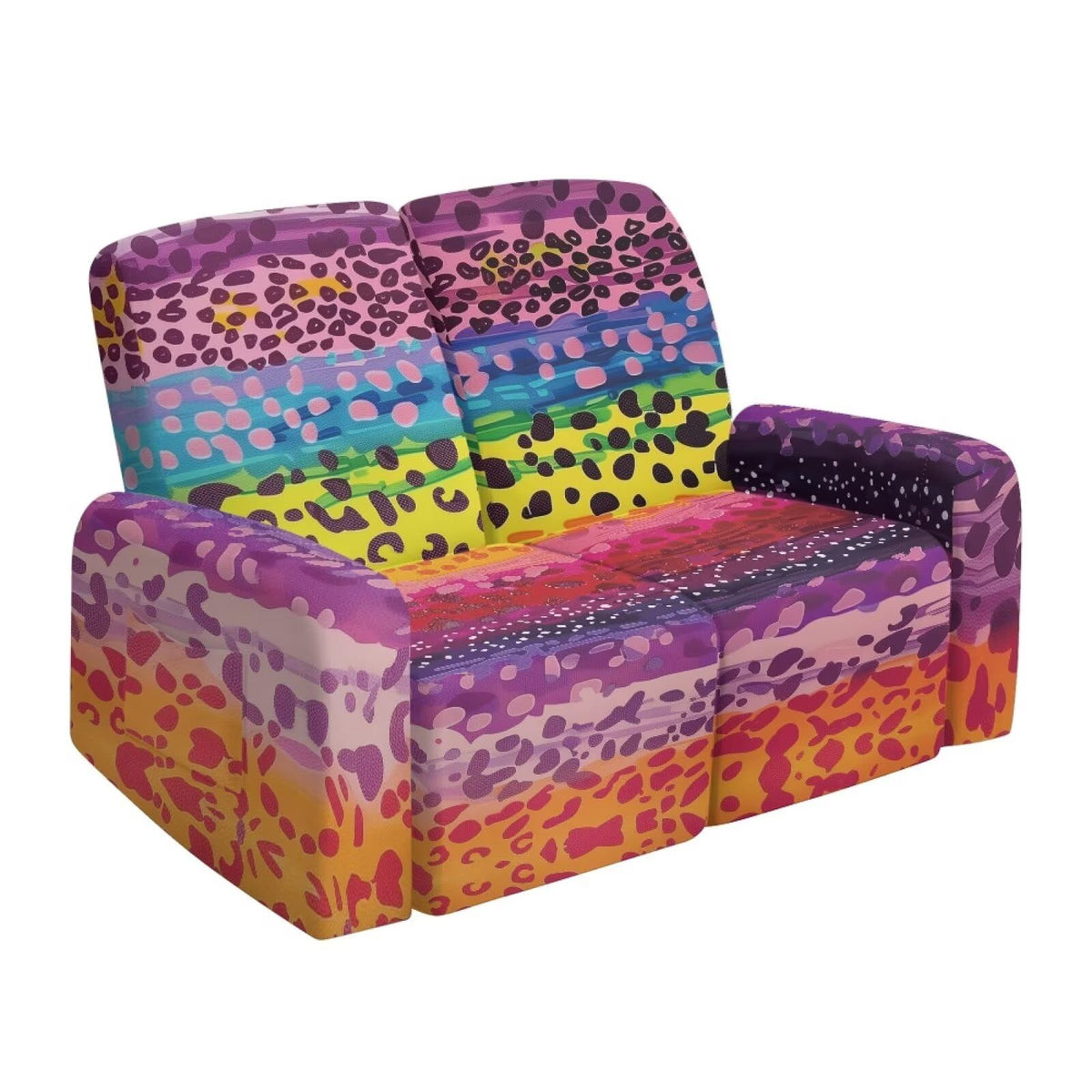 6 Pieces Stretch Recliner Loveseat Covers, Mid-Century Modern Geometric Washable Slipcovers Soft Furniture Protectors with Elastic Bottom for Kids and Pets 2 Seater