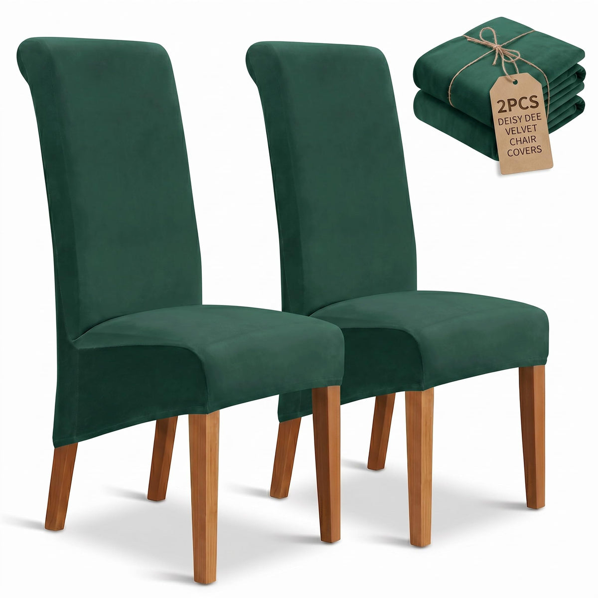 Velvet Dining Chair Covers Set of 2, Extra Large XL Oversized Stretch Parsons Chair Slipcovers for High Back Dining Room Kitchen, Non-Slip Removable Washable Chair Protectors,Khaki