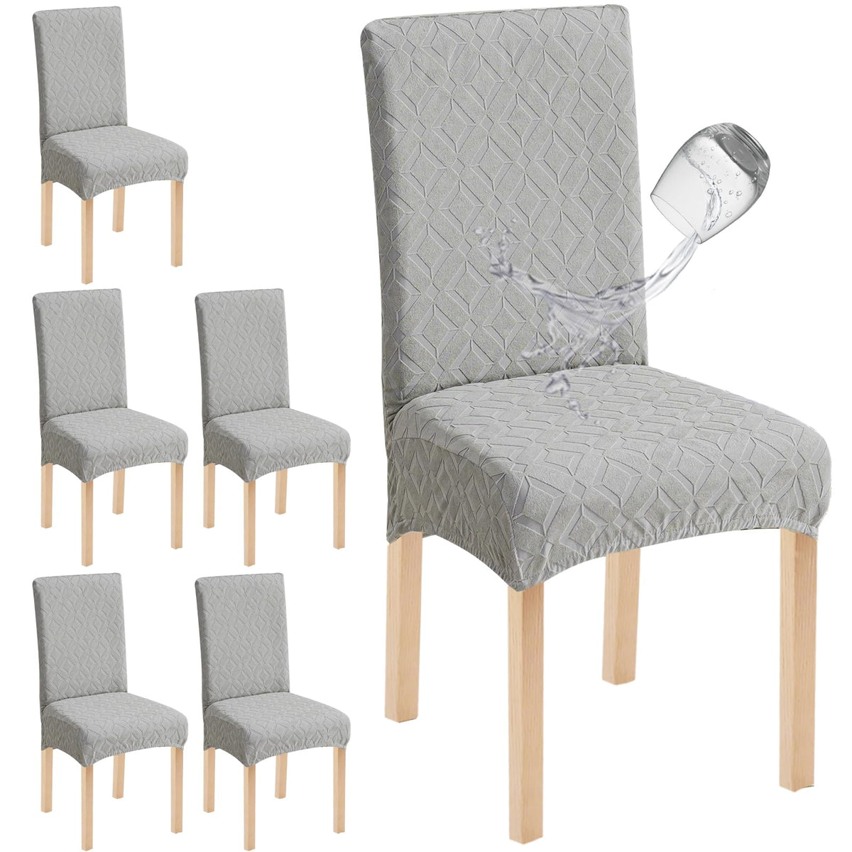 Genina Waterproof Dining Chair Covers Set of 4, Stretch Chair Slipcovers