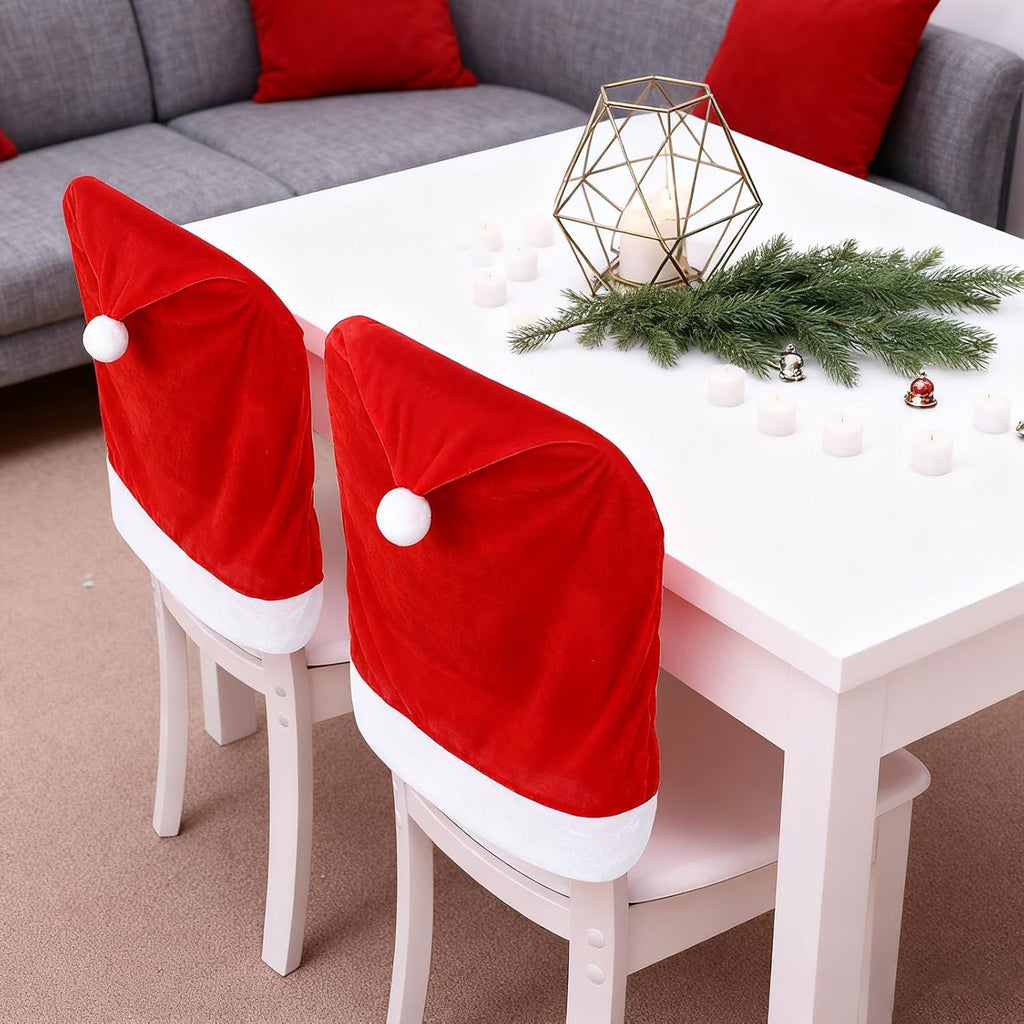 Set of 4 Kitchen Christmas Chair Covers for Dining Chairs Decoración, Stretchable Elastic Slipcovers, Festive Christmas Kitchen Decorations Indoor, Home Holiday Navidad Décor.