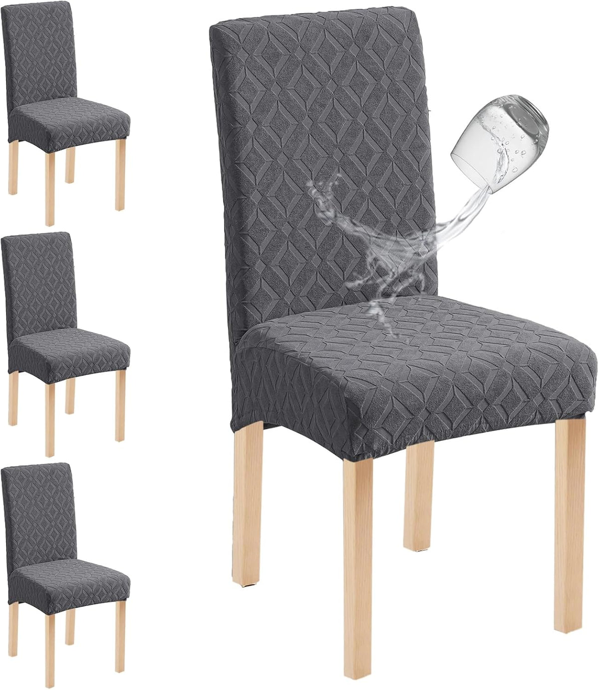Genina Waterproof Dining Chair Covers Set of 4, Stretch Chair Slipcovers