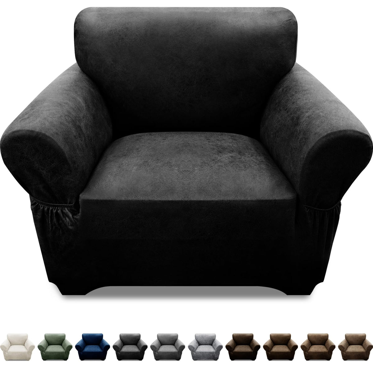 3-Pieces T Cushion Loveseat Slipcovers Leather Look Couch Cover Loveseat Covers for 2 Cushion Couch Furniture Protector Stretch Sofa Cover with 2 Individual T Cushion Seat Covers, Brown