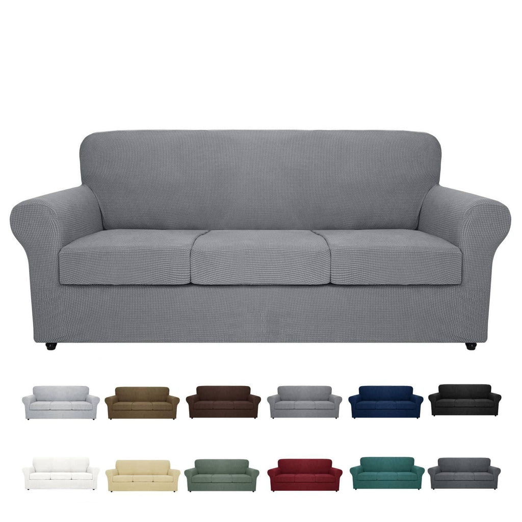 MAXIJIN 2 Piece Couch Covers for 2 Cushion Couch Super Stretch Loveseat Slipcover Dogs Pet Proof Fitted Furniture Protector Spandex Non Slip Sofa Love Seat Cover Washable (Loveseat, Gray)