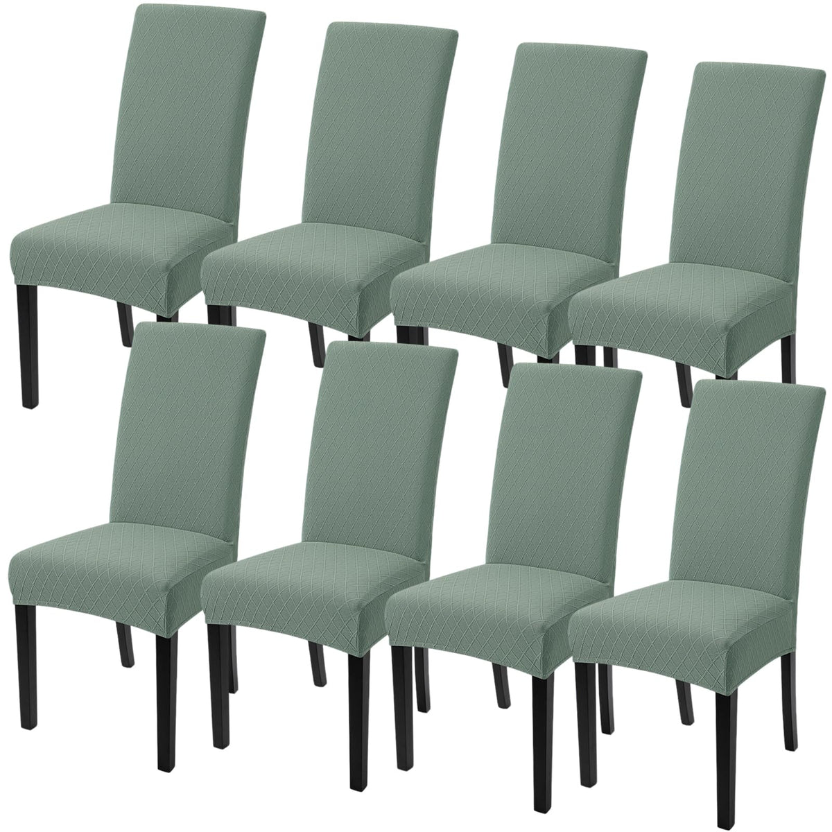 SearchI Dining Room Chair Covers Set of 6, Stretch Jacquard Parsons Chair Slipcovers Super Fit Removable Washable Kitchen Chair Protector Cover for Dining Room, Hotel, Ceremony (Beige Rhombus)