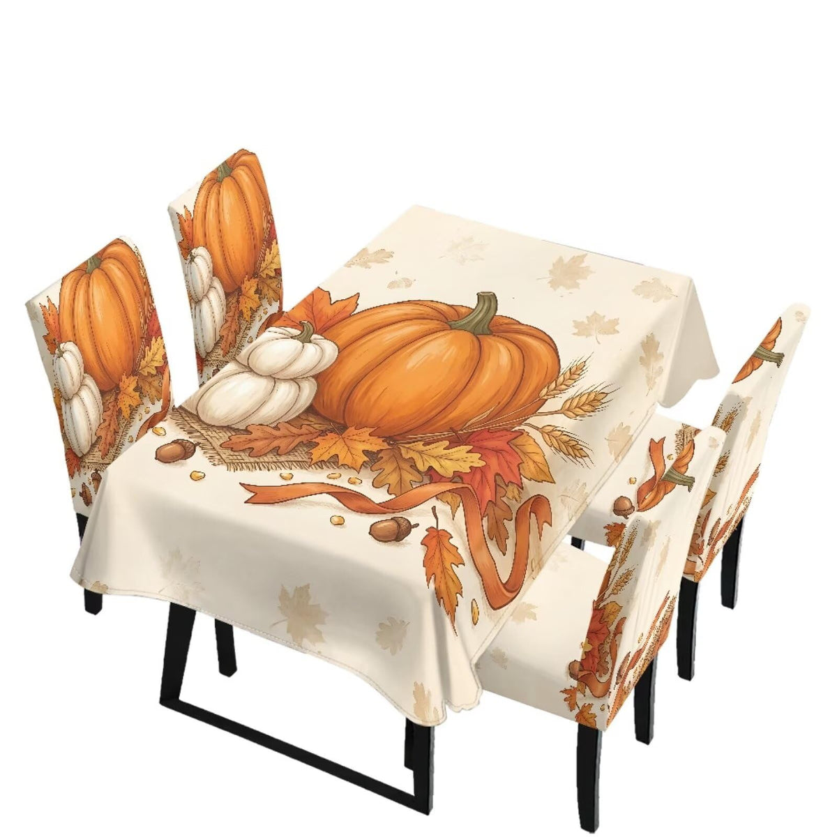 Thanksgiving Rectangle Table Cloth with Dining Chair Cover