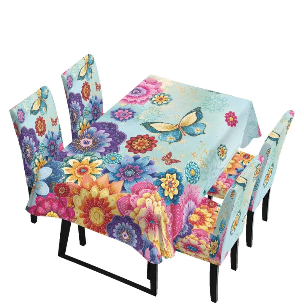 Stretch Dining Table Cloth and Chair Covers Set, 4 Seater Table Cover Anti-Wrinkle Parsons Chair Slipcovers Machine Washable Seat Protector for St. Patrick's Day Decor, Green Shamrock