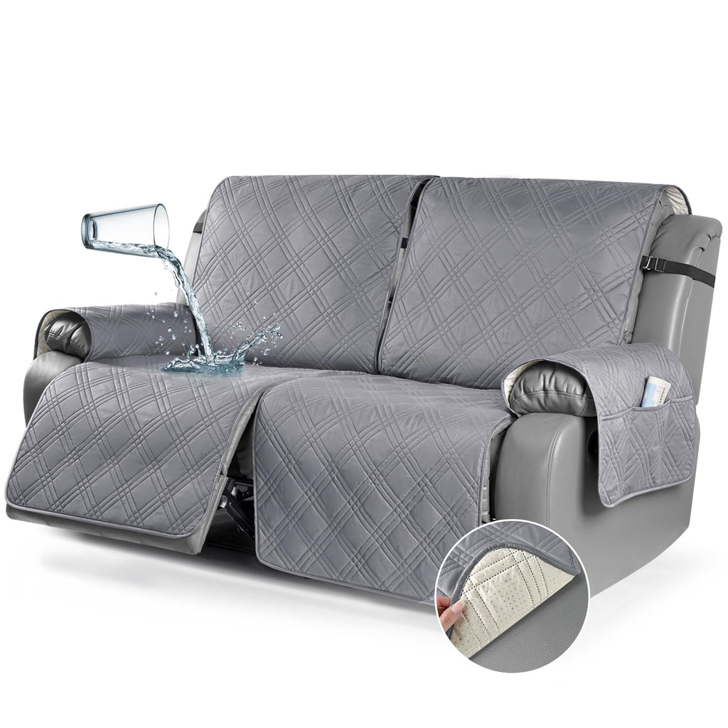 TAOCOCO 100% Waterproof Oversized Loveseat Recliner Cover, Non Slip Split Couch Covers for Reclining Loveseat with Elastic Straps for Kids Pets(Oversized 2 Seater, Chocolate)