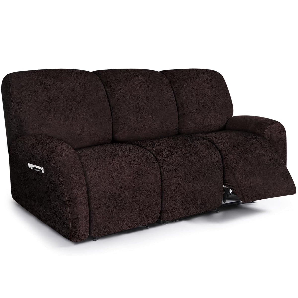 molasofa Leather Like Additional Recliner Console Cover for Reclining Loveseat Covers Stretch Jacquard Middle Consolefor Recliner Couch(Dark Brown)