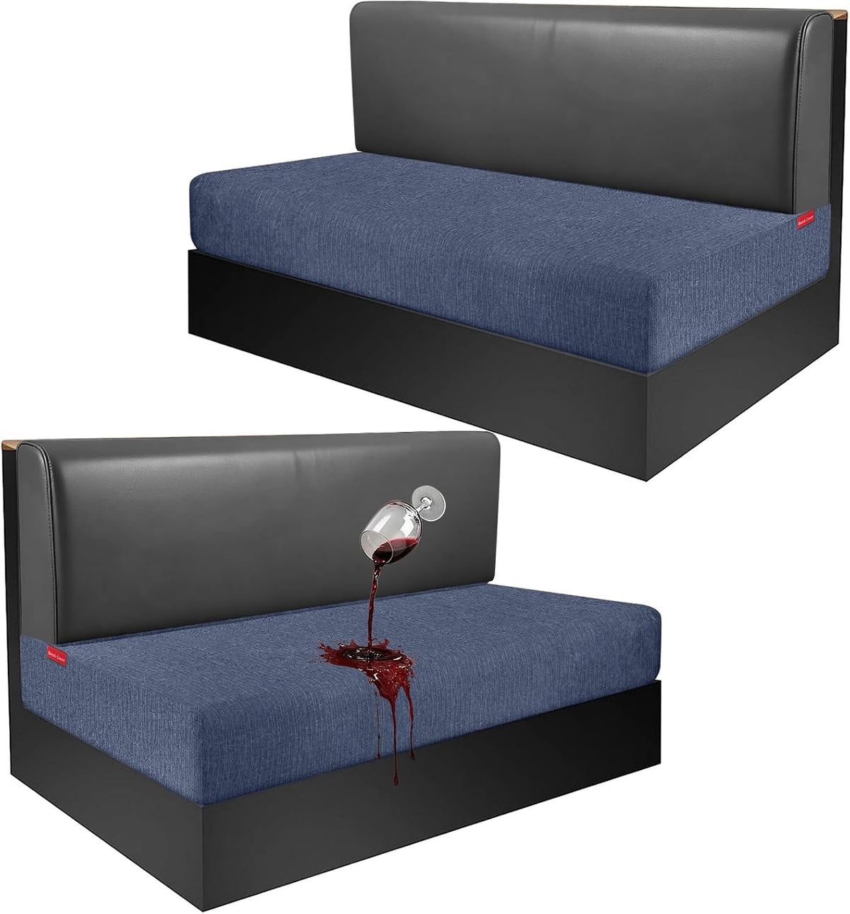 Waterproof RV Dinette Cushion Covers - Stretch Fabric Camper Seat Slipcover Replacement, Washable RV Couch Cover Designed for Camper Car Bench (Loveseat 2 Bench Cover, Blue Grey)